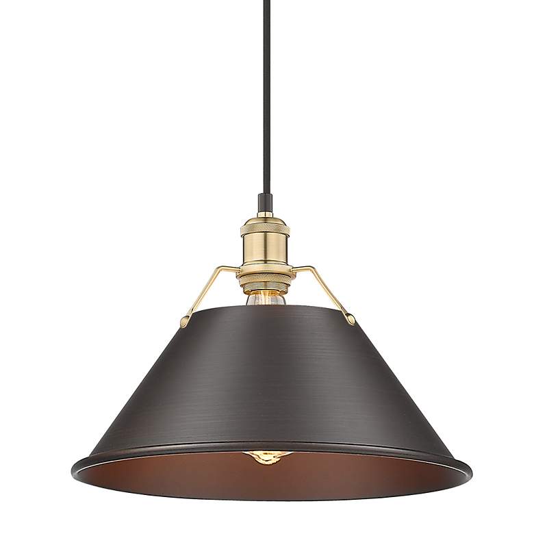 Image 3 Orwell 14"W Champagne Bronze w/ Rubbed Bronze Pendant Light more views