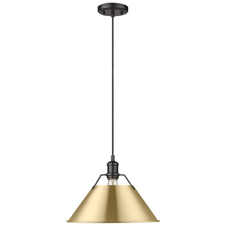 Image 1 Orwell 14"W Matte Black Champagne Bronze Pendant Light
