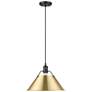 1_Orwell 14"W Matte Black Champagne Bronze Pendant Light