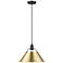 Orwell 14"W Matte Black Champagne Bronze Pendant Light