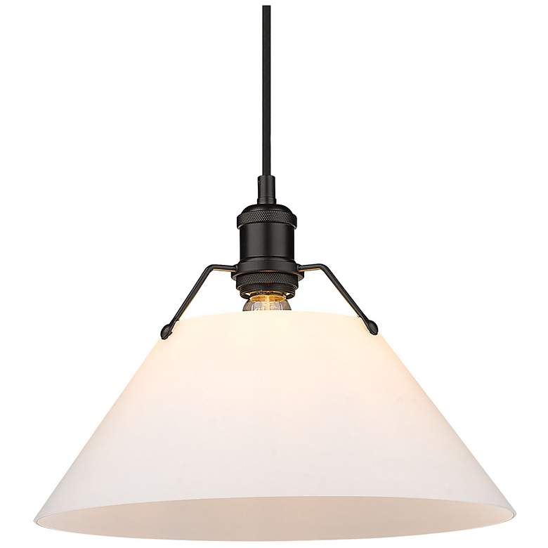 Image 2 Orwell 14"W Matte Black Pendant Light with Opal Glass Shade