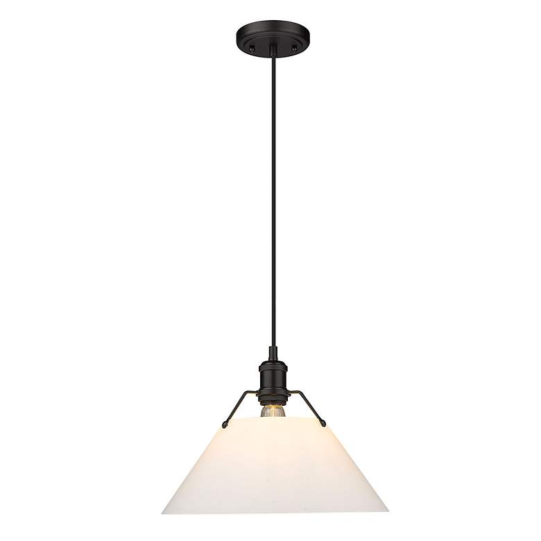 Image 3 Orwell 14"W Matte Black Pendant Light with Opal Glass Shade more views