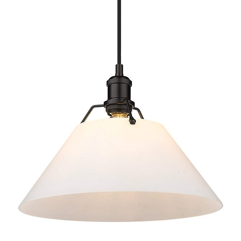 Image 4 Orwell 14"W Matte Black Pendant Light with Opal Glass Shade more views