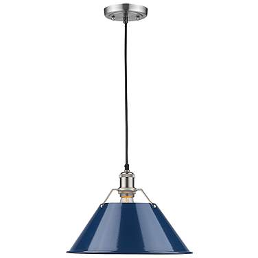 Orwell 14" Wide Pewter Pendant Light with Navy Shade