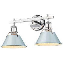Orwell 18.25&quot; Wide 2-Light Chrome Vanity Light with Seafoam Shade