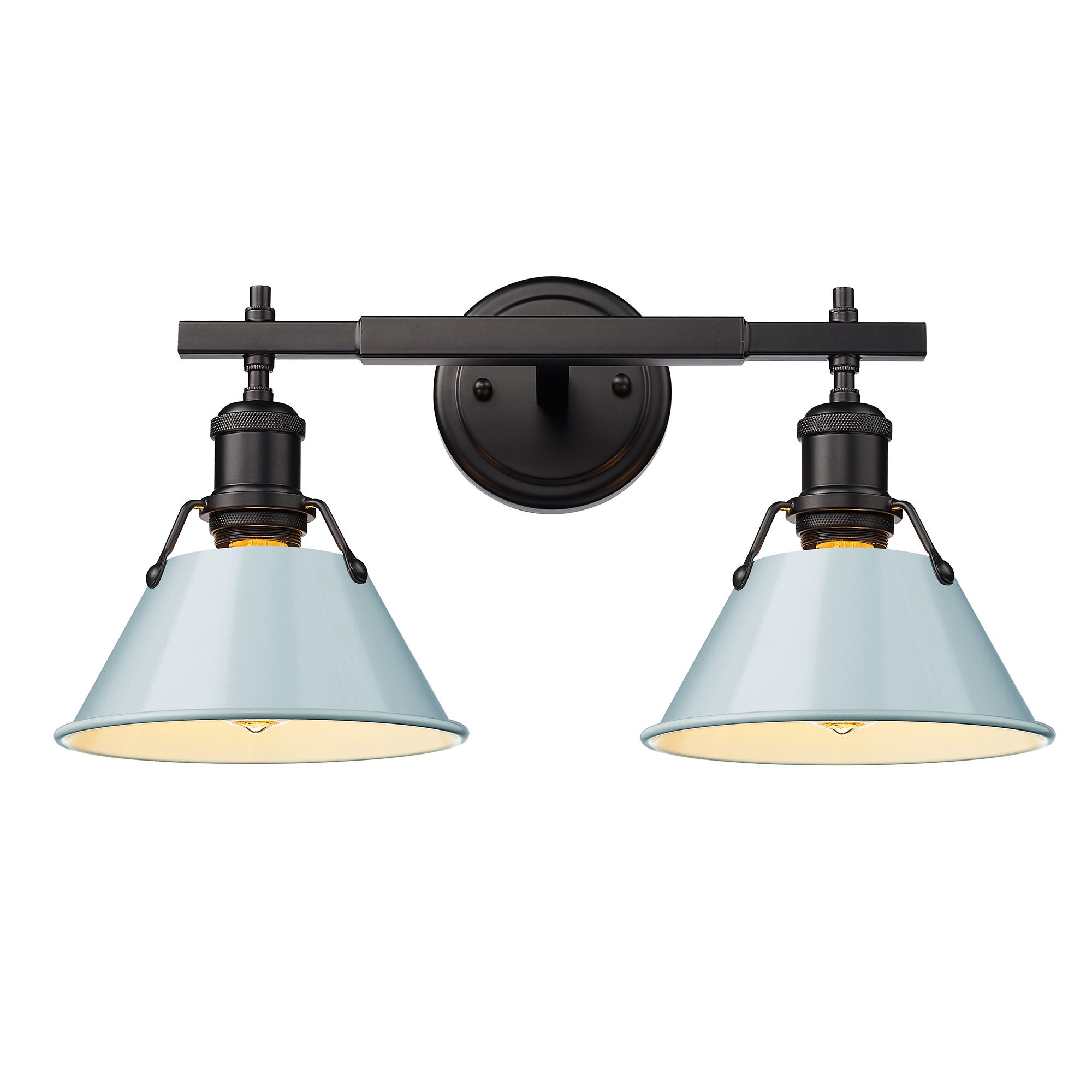 Image 3 Orwell 18.25" Wide 2-Light Matte Black Vanity Light with Seafoam Shade more views