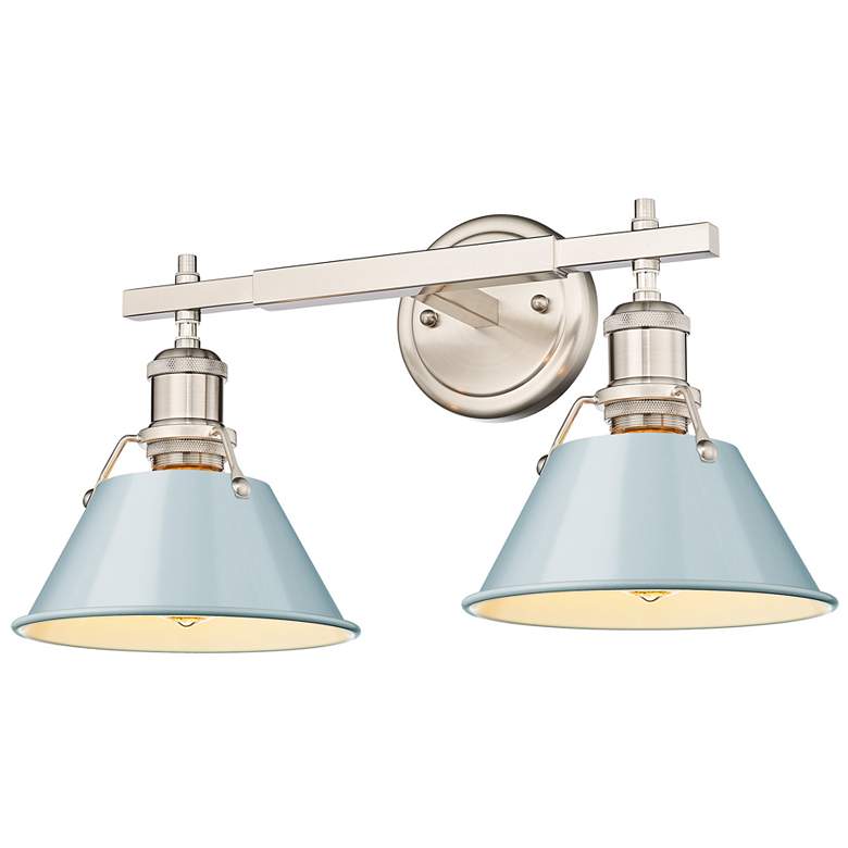 Image 1 Orwell 18.25 inch Wide 2-Light Pewter Vanity Light with Seafoam Shade