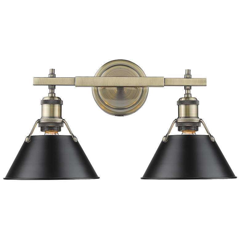 Image 1 Orwell 18 1/4" Wide 2-Light Vanity Light in Aged Brass with Black