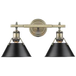 Orwell 18 1/4" Wide 2-Light Vanity Light in Aged Brass with Black