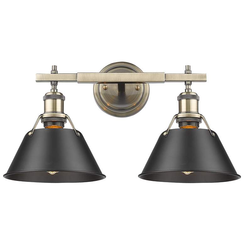 Image 2 Orwell 18 1/4" Wide 2-Light Vanity Light in Aged Brass with Black more views