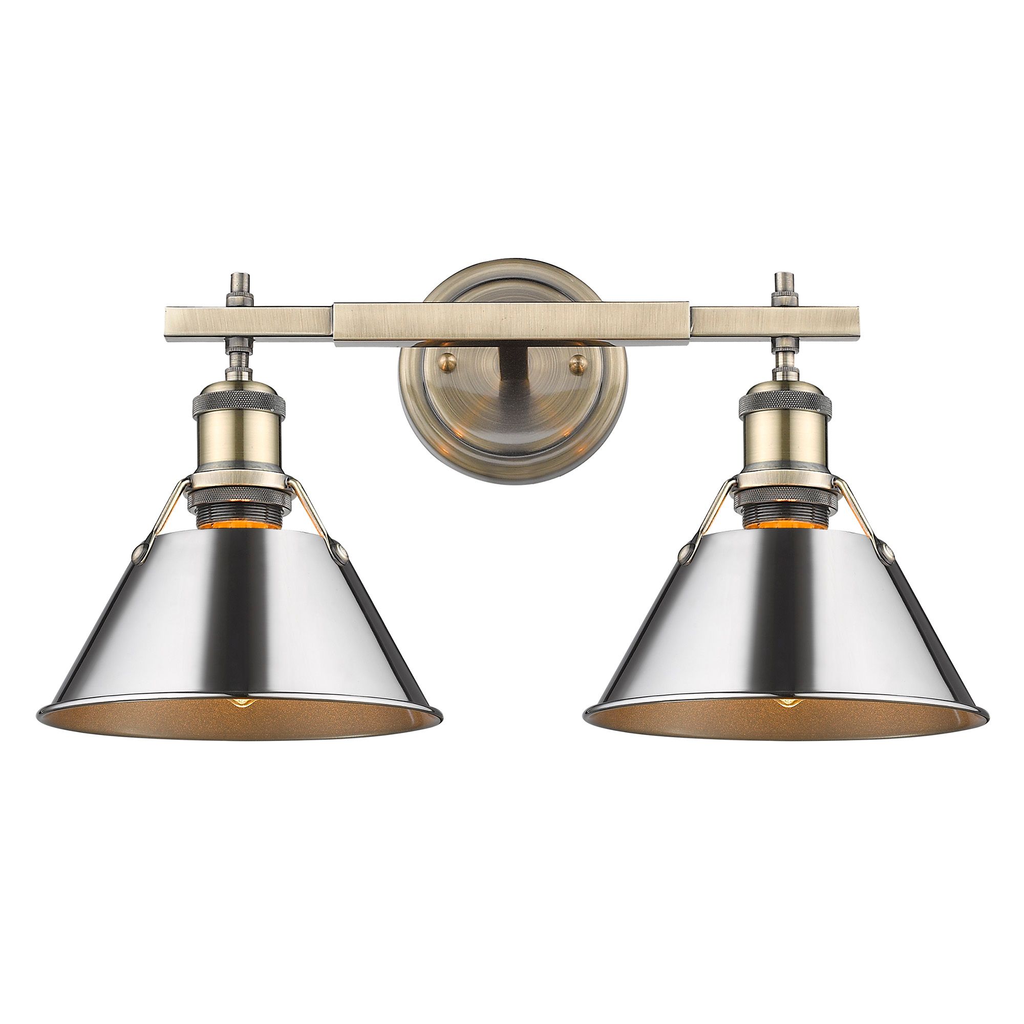 Image 2 Orwell 18 1/4" Wide 2-Light Vanity Light in Aged Brass with Chrome more views