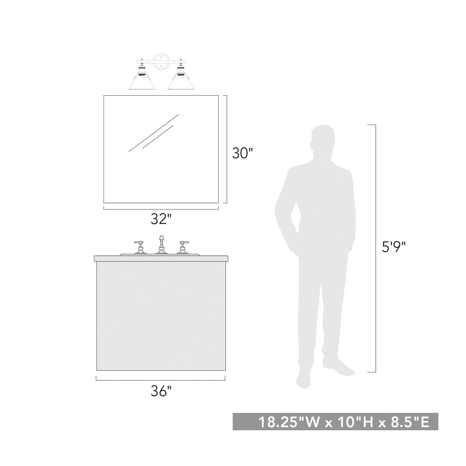 Image 3 Orwell 18 1/4" Wide 2-Light Vanity Light in Aged Brass with Chrome more views