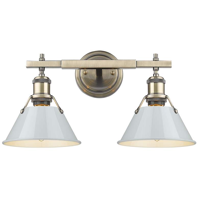 Image 1 Orwell 18 1/4" Wide 2-Light Vanity Light in Aged Brass with Dusky Blue