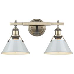 Orwell 18 1/4" Wide 2-Light Vanity Light in Aged Brass with Dusky Blue