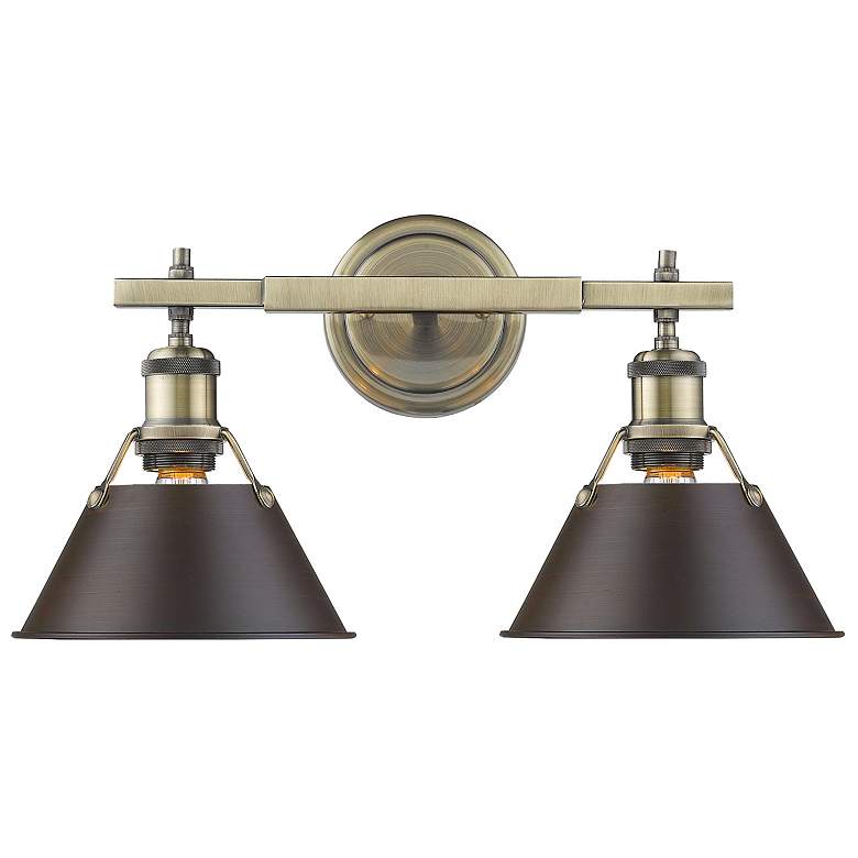 Image 1 Orwell 18 1/4" Wide 2-Light Vanity Light in Aged Brass with Rubbed Bro
