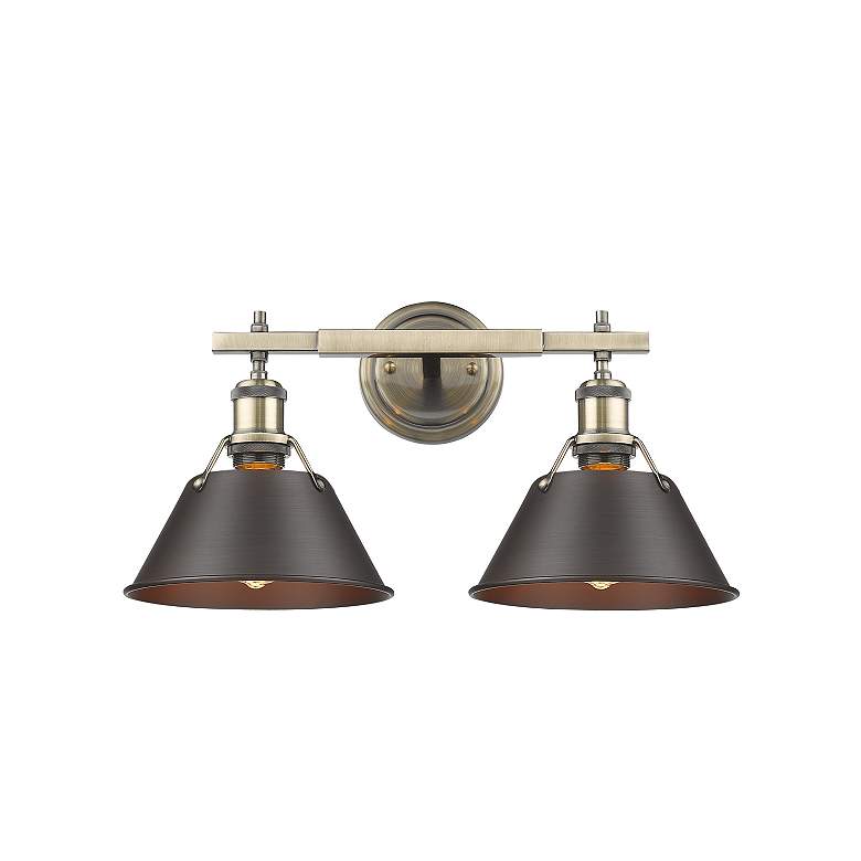 Image 2 Orwell 18 1/4" Wide 2-Light Vanity Light in Aged Brass with Rubbed Bro more views