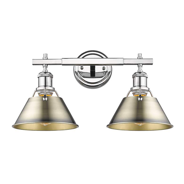 Image 2 Orwell 18 1/4" Wide 2-Light Vanity Light in Chrome with Aged Brass more views