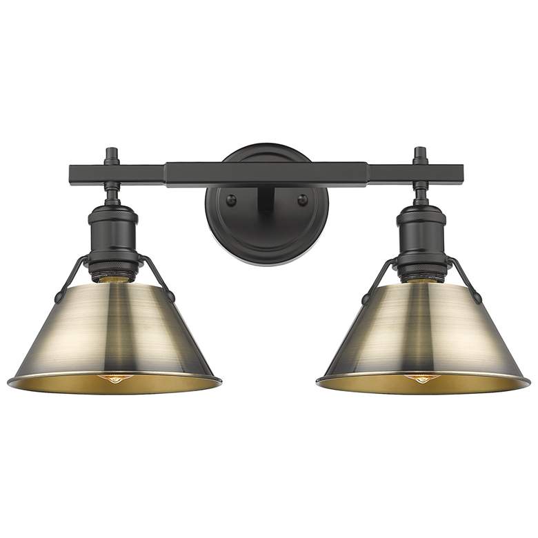 Image 1 Orwell 18 1/4" Wide 2-Light Vanity Light in Matte Black with Aged Bras