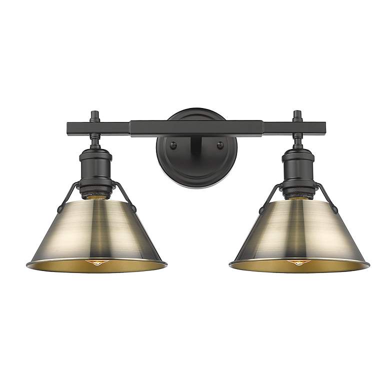 Image 2 Orwell 18 1/4" Wide 2-Light Vanity Light in Matte Black with Aged Bras more views
