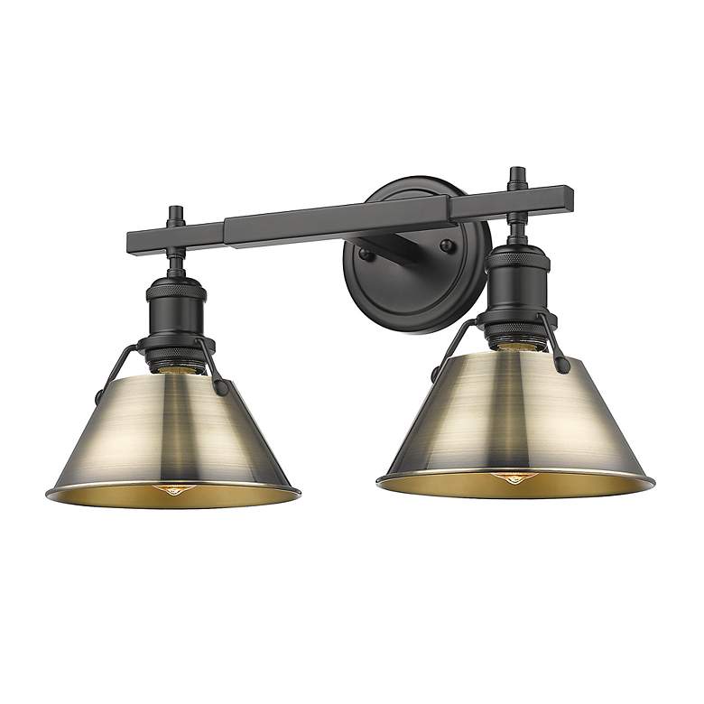 Image 3 Orwell 18 1/4" Wide 2-Light Vanity Light in Matte Black with Aged Bras more views
