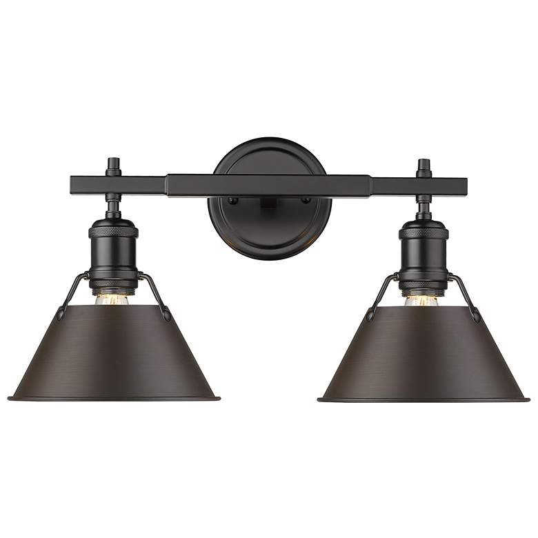 Image 1 Orwell 18 1/4" Wide 2-Light Vanity Light in Matte Black with Rubbed Br