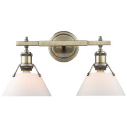 Orwell 18 1/4&quot; Wide Aged Brass 2-Light Bath Light with Aged Brass