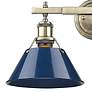 Orwell 18 1/4" Wide Aged Brass 2-Light Bath Light with Navy Blue