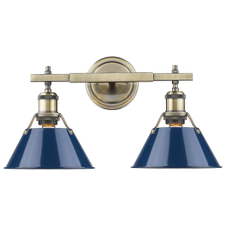Image 3 Orwell 18 1/4" Wide Aged Brass 2-Light Bath Light with Navy Blue more views