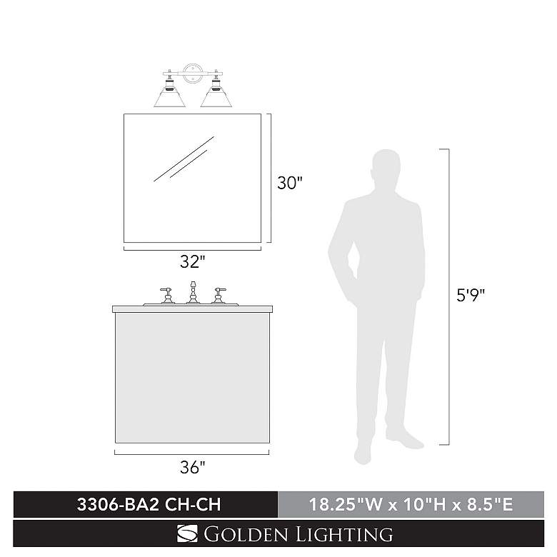 Image 4 Orwell 18 1/4" Wide Chrome 2-Light Bath Light with Chrome more views