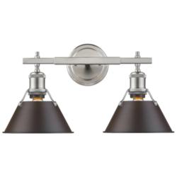 Orwell 18 1/4&quot; Wide Pewter 2-Light Bath Light with Rubbed Bronze