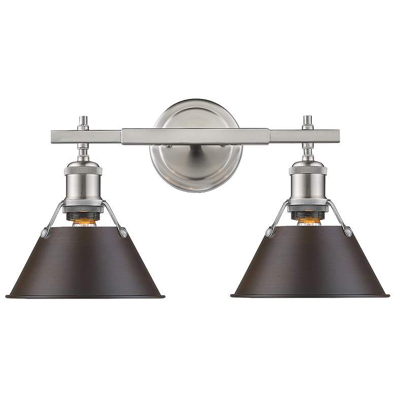 Image 1 Orwell 18 1/4 inch Wide Pewter 2-Light Bath Light with Rubbed Bronze