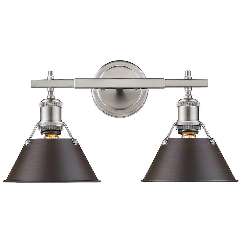 Image 1 Orwell 18 1/4" Wide Pewter 2-Light Bath Light with Rubbed Bronze