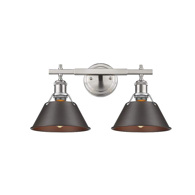 Image 2 Orwell 18 1/4" Wide Pewter 2-Light Bath Light with Rubbed Bronze more views