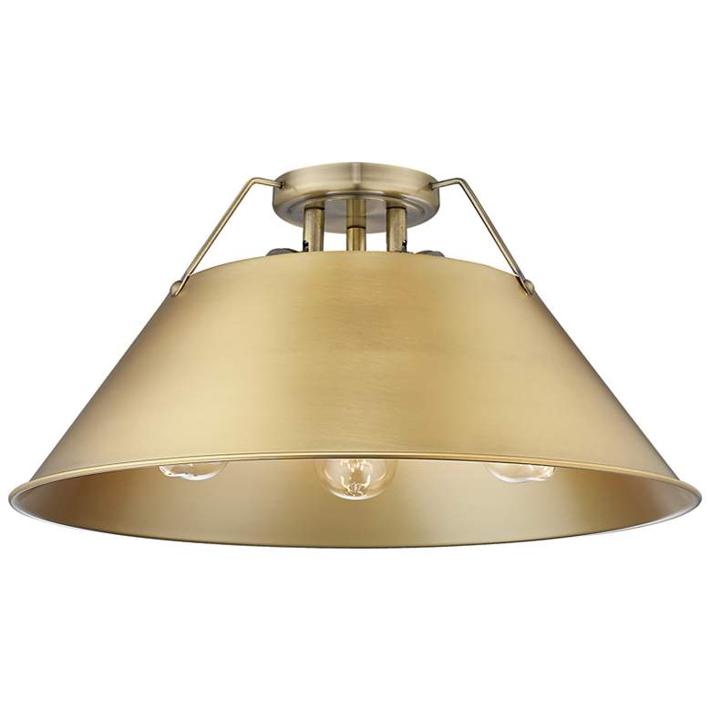 Image 1 Orwell 18 3/4" Wide 3-Light Flush Mount in Aged Brass with Champagne B