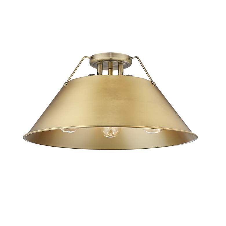 Image 2 Orwell 18 3/4" Wide 3-Light Flush Mount in Aged Brass with Champagne B more views