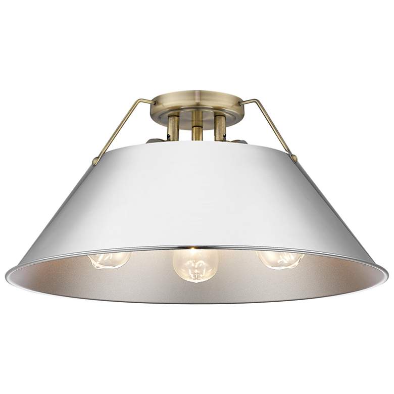 Image 1 Orwell 18 3/4" Wide 3-Light Flush Mount in Aged Brass with Chrome