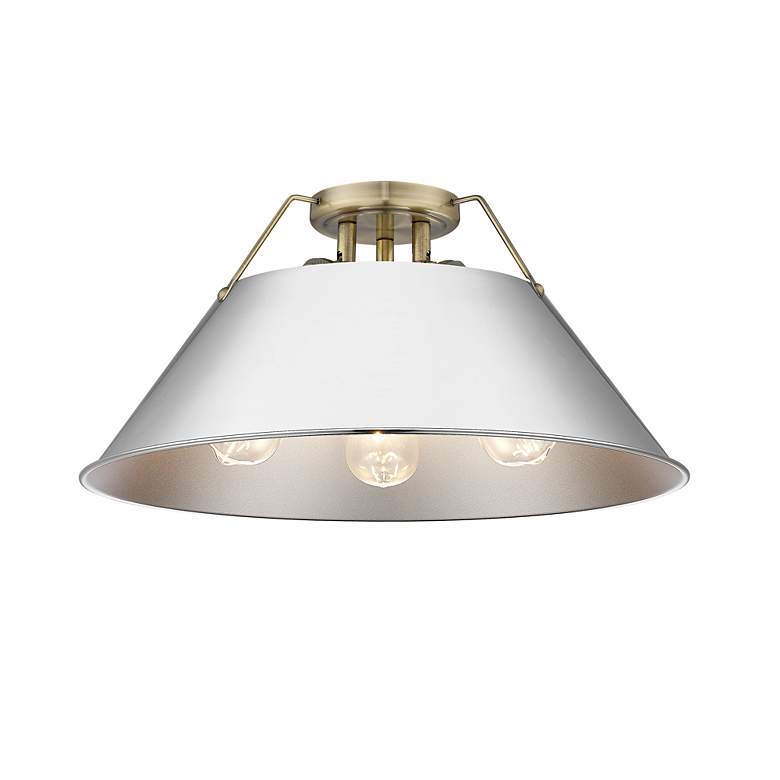 Image 2 Orwell 18 3/4" Wide 3-Light Flush Mount in Aged Brass with Chrome more views