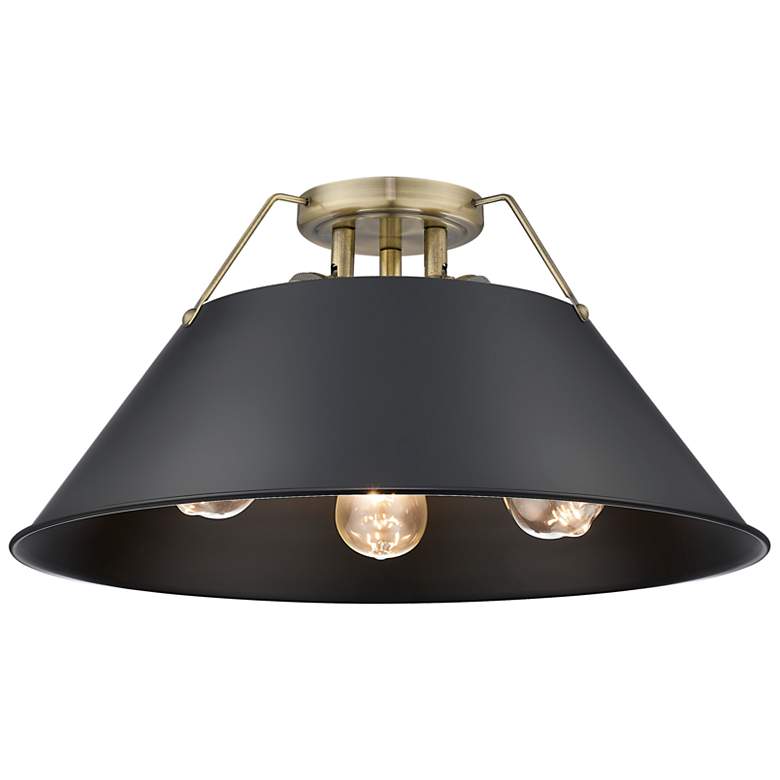 Image 1 Orwell 18 3/4" Wide 3-Light Flush Mount in Aged Brass with Matte Black