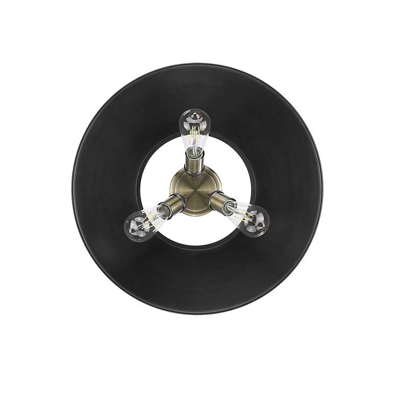 Image 3 Orwell 18 3/4" Wide 3-Light Flush Mount in Aged Brass with Matte Black more views