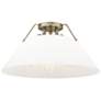 1_Orwell 18 3/4" Wide 3-Light Flush Mount in Aged Brass with Opal Glass
