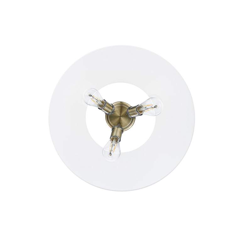 Image 3 Orwell 18 3/4" Wide 3-Light Flush Mount in Aged Brass with Opal Glass more views