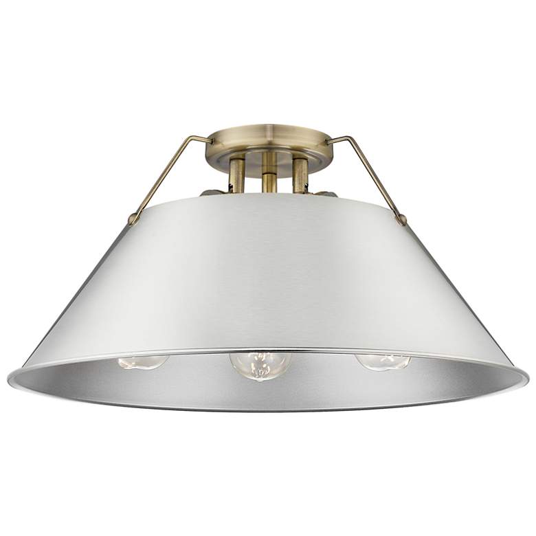 Image 1 Orwell 18 3/4" Wide 3-Light Flush Mount in Aged Brass with Pewter