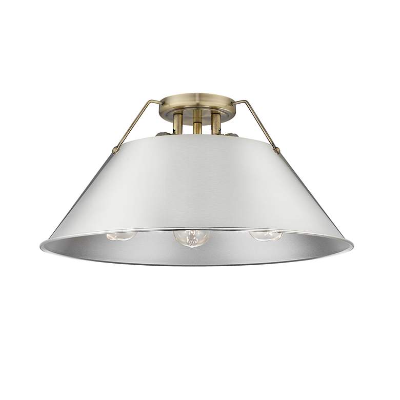 Image 2 Orwell 18 3/4" Wide 3-Light Flush Mount in Aged Brass with Pewter more views