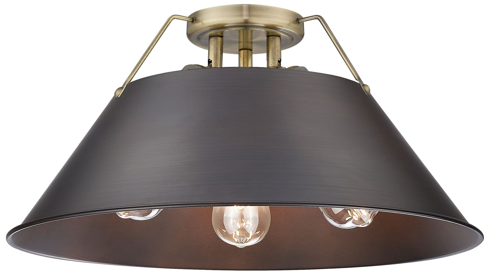 Orwell 18 3/4" Wide 3-Light Flush Mount in Aged Brass with Rubbed Bron