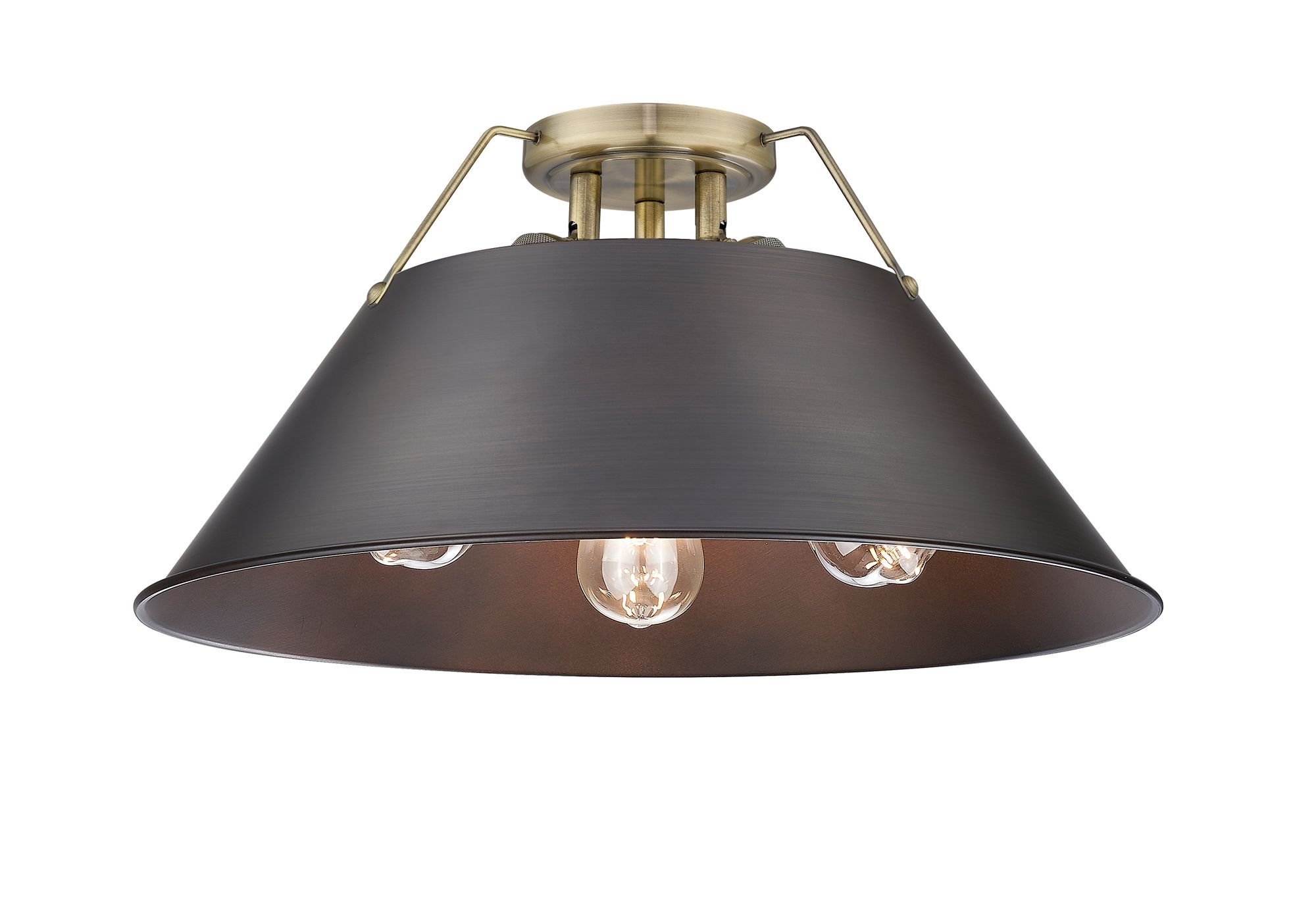 Image 2 Orwell 18 3/4" Wide 3-Light Flush Mount in Aged Brass with Rubbed Bron more views