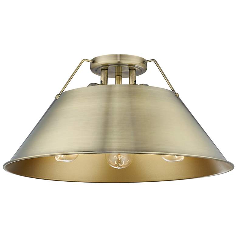 Image 1 Orwell 18 3/4" Wide 3-Light Flush Mount in Aged Brass
