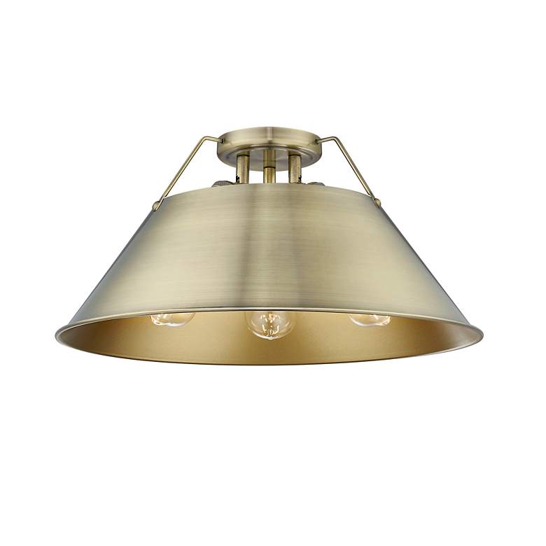 Image 2 Orwell 18 3/4" Wide 3-Light Flush Mount in Aged Brass more views