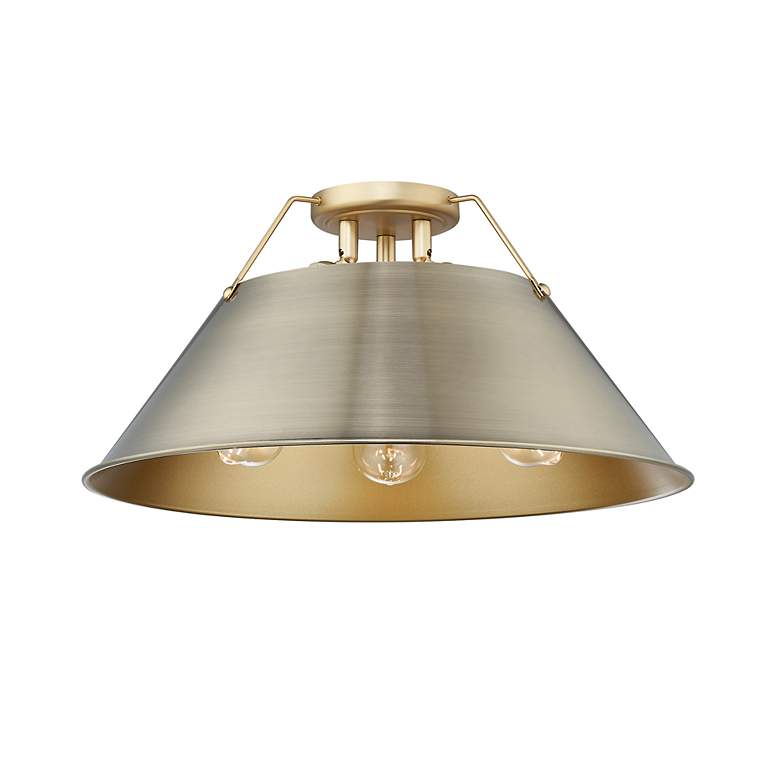 Image 2 Orwell 18 3/4" Wide 3-Light Flush Mount in Champagne Bronze with Aged more views