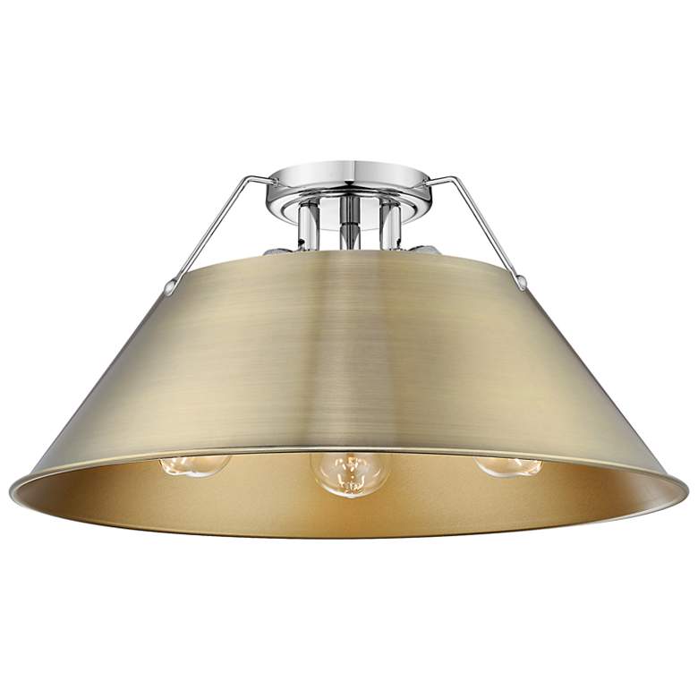 Image 1 Orwell 18 3/4" Wide 3-Light Flush Mount in Chrome with Aged Brass