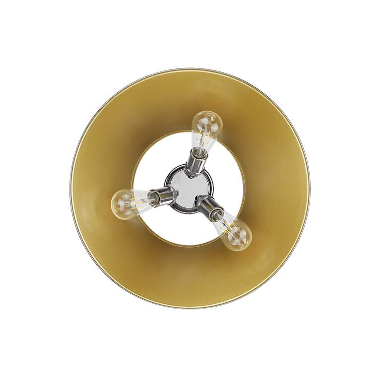 Image 3 Orwell 18 3/4" Wide 3-Light Flush Mount in Chrome with Aged Brass more views